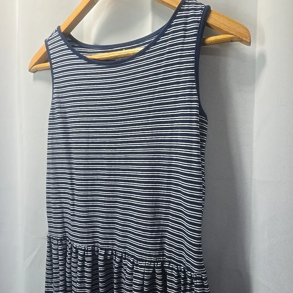 Gymboree Navy Blue Striped Sleeveless Dress Drop Waist Kids Girls XL 14 Nautical